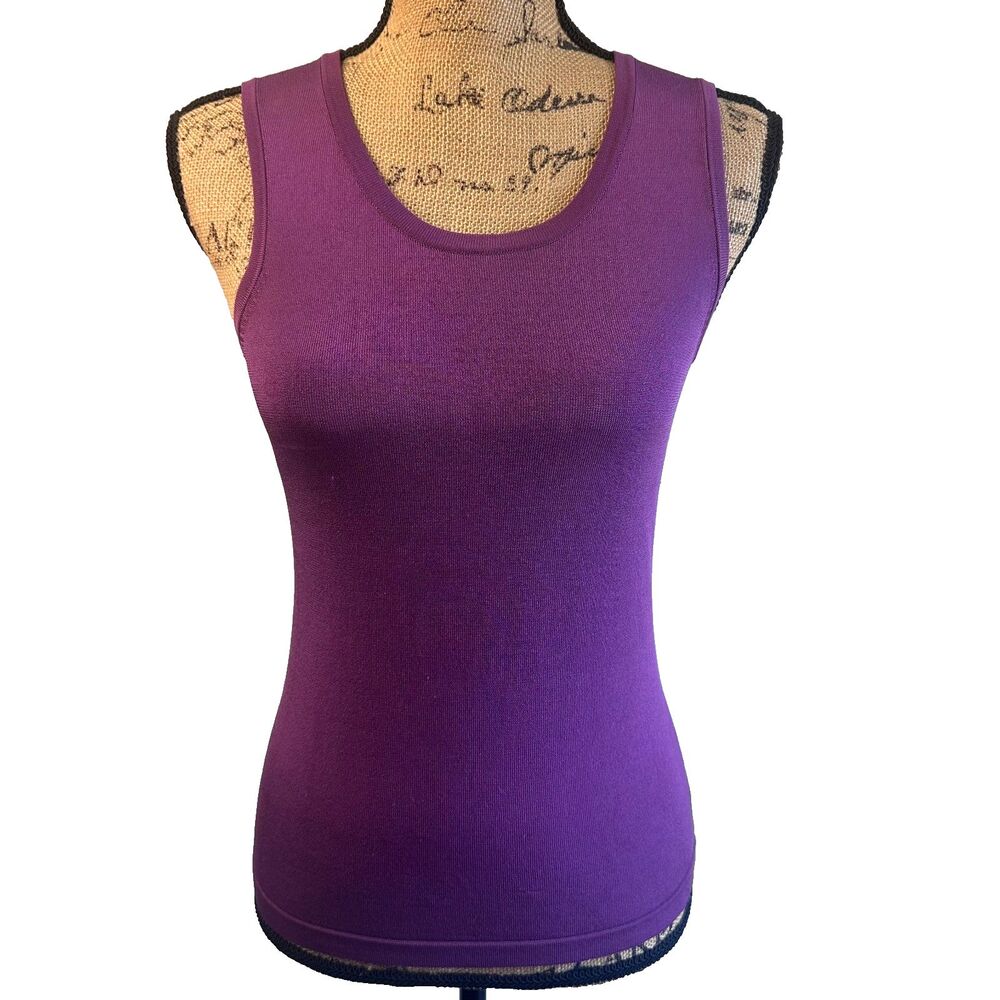 Blue Les Copains Purple Sleeveless Knit Tank Top Sz 42/6 Italy